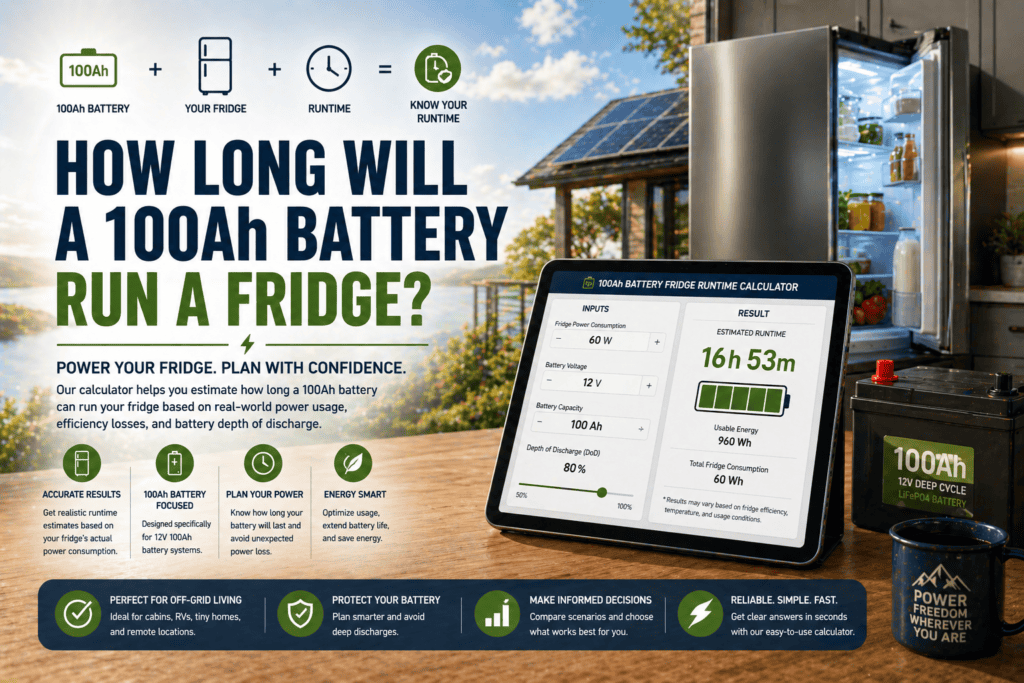 how long will a 100Ah battery fridge runtime