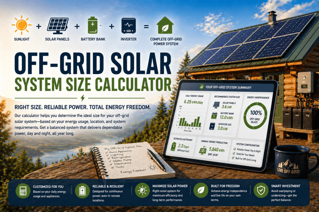 Off grid Solar System Size Calculator