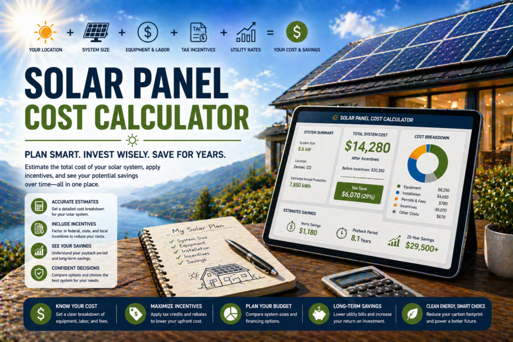 Solar Panel Cost Calculator – Accurate System Cost Estimator