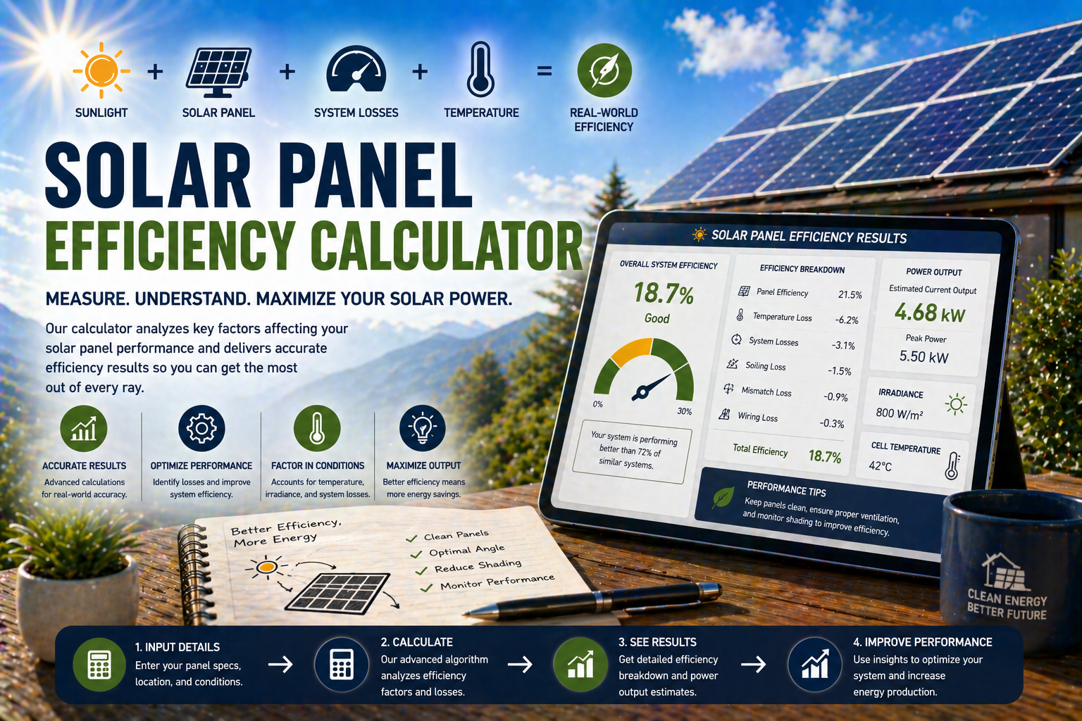 Free Solar Panel Efficiency Calculator | Off Grid Living Tools